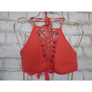 $80 Becca Rebecca Virtue Coral Janis Macrame Bralette Bikini Top Medium NEW